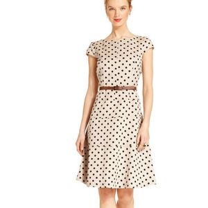 Anne Klein Cap Sleeve Polka Dot Midi Dress Size 2